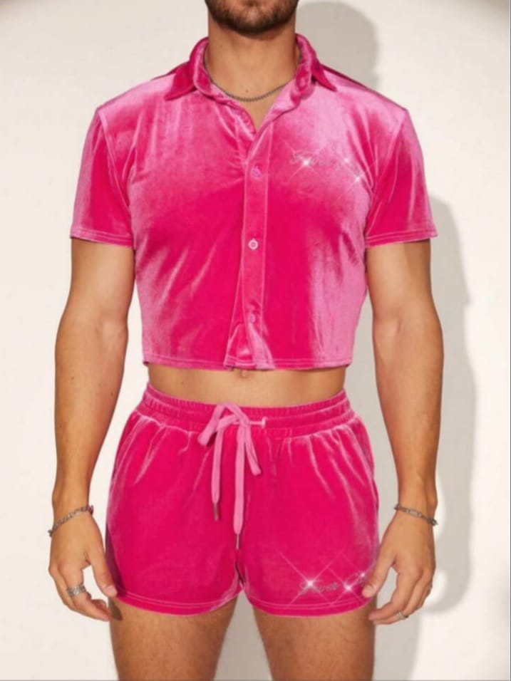 Men's Velvet Super Soft Sleepwear Shirt & Short Set